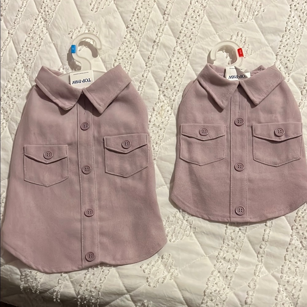 Lavender Button-Up Dog Shirts lot of 2